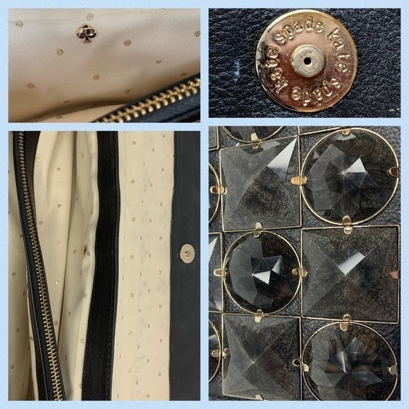 Kate Spade ♠️Rare Black Rhinestone Long Clutch Bag - Picture 4 of 5